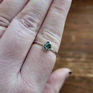 Raw Emerald 925 Sterling Silver Ring Size 10